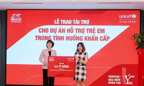 Tập đoàn Generali tài trợ 2,5 tỷ đồng cho dự án bảo vệ trẻ em trong tình huống khẩn cấp thông qua UNICEF