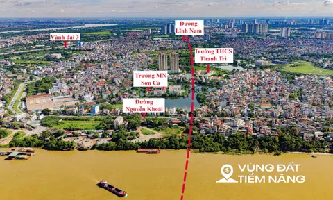 Toàn cảnh khu vực sẽ được xây cầu vượt sông Hồng, nằm giữa 2 cây cầu trị giá hơn 10.000 tỷ, kết nối với đại đô thị của Vinhomes