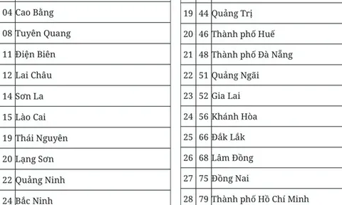 Đề xuất mã số đơn vị hành chính của 34 tỉnh, thành phố sau sáp nhập