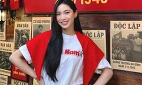 Visual sáng bừng hoà chung không khí yêu nước của hotgirl bóng chuyền Nguyễn Thị Phương