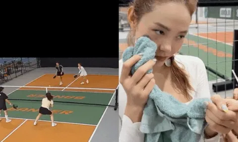 Cận cảnh sao nữ Vbiz bị đồng nghiệp vung vợt pickleball trúng mặt, phản ứng gây sốt!