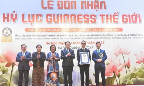 Đón nhận Kỷ lục Guinness Thế giới: Bức tranh sơn mài 'Bác Hồ đọc Tuyên ngôn Độc lập'