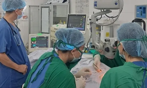 Bé trai vào viện trong tình trạng lưỡi câu vẫn còn móc vào mắt