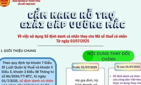 Hỗ trợ sử dụng SỐ ĐỊNH DANH cá nhân thay MÃ SỐ THUẾ
