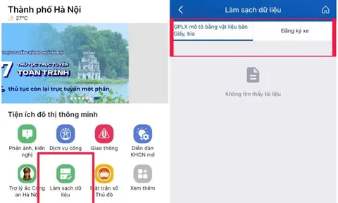 Hướng dẫn làm sạch dữ liệu phương tiện và Giấy phép lái xe qua ứng dụng “iHanoi”