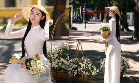 Hoa khôi Thanh lịch Hà Nội 2025 Đinh Hoài An thướt tha trong bộ ảnh đón thu