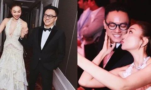 Thanh Hằng được ông xã Trần Nhật Minh "hộ tống" đi nhận giải thưởng