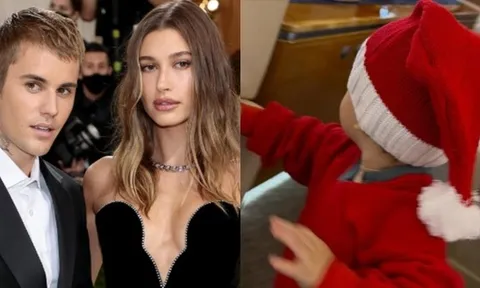 Con trai 16 tháng tuổi của Justin Bieber hóa ông già Noel khiến cả MXH bùng nổ