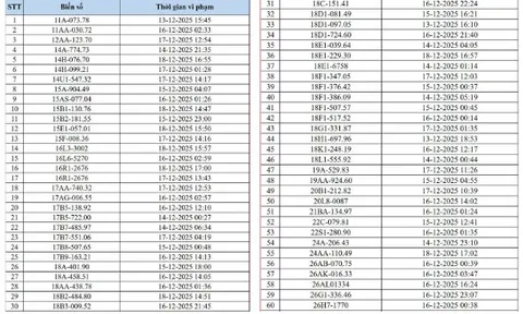 545 chủ xe có biển số sau nhanh chóng nộp phạt nguội theo Nghị định 168: Camera AI đã phát hiện vi phạm ATGT ở Hà Nội