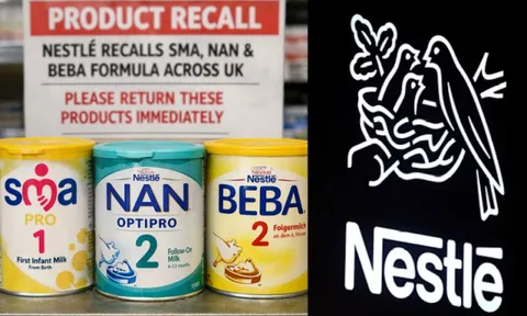 Nestle thu hồi hàng loạt sản phẩm sữa công thức trẻ em SMA, BEBA và NAN tại một số quốc gia châu Âu do có khả năng nhiễm độc tố