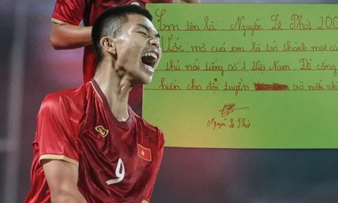Viral mảnh giấy "em út" U23 Việt Nam viết thời thơ ấu, cả triệu người xúc động vì ước mơ của ngôi sao đang lên