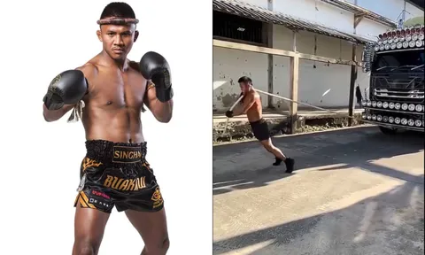 'Thánh Muay' Buakaw 44 tuổi kéo xe tải 10 bánh gây sốt mạng xã hội