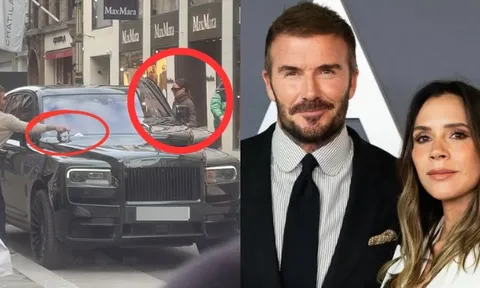 Bắt tận tay David Beckham xé bỏ giấy phạt kẹp trên Rolls Royce giá 21 tỷ khi đưa Victoria đi mua sắm