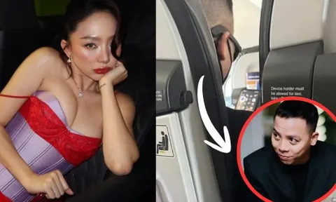 Touliver lặng lẽ xem ảnh Tóc Tiên suốt chuyến bay