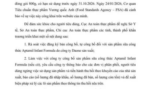 KHẨN - Bộ Y tế cảnh báo nóng về sản phẩm sữa công thức Aptamil Infant Formula 800g