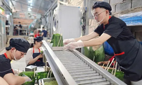 Bên trong xưởng bánh chưng làm bằng máy ở TP.HCM