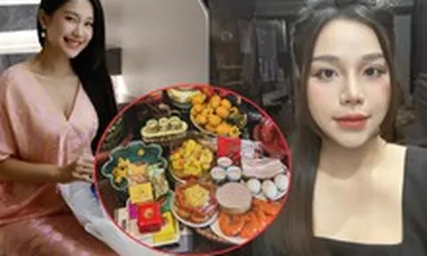 Doãn Hải My và vợ Bùi Tiến Dũng khoe mâm cúng ngày vía Thần Tài: Mong cầu tấn tài tấn lộc!