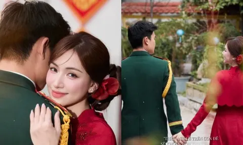 Lộ diện người đàn ông mặc quân phục được Hòa Minzy ôm chầm