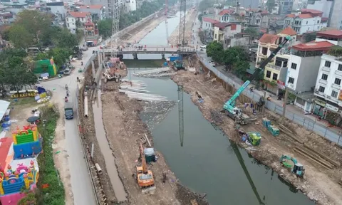 Hình ảnh đại công trường dự án chống ngập khẩn cấp ở Hà Nội