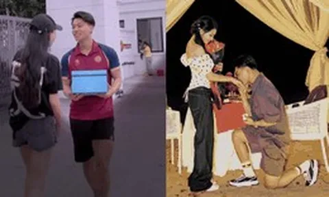 Tuyển thủ Văn Thanh "đứng sững" khi bạn gái xinh đẹp bất ngờ "đánh úp" tại đại bản doanh CLB, khoá môi cực ngọt