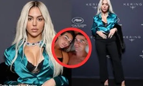 Georgina - vợ sắp cưới của Ronaldo gây choáng tại Cannes, nhuộm tóc bạch kim, diện đồ sexy, khoe nhẫn đính hôn 3 triệu USD