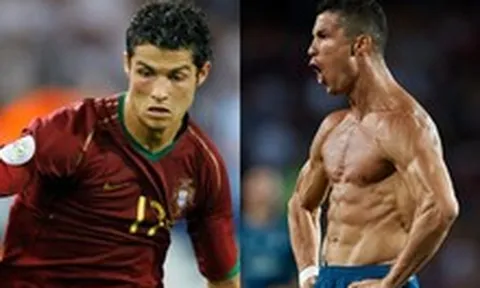 Ronaldo tăng cơ bắp, cao thêm 5cm so với lần đầu dự World Cup 20 năm trước, nhưng giá trị lại tụt dốc không phanh