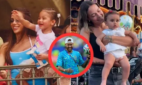 Ảo thật đấy: Neymar tập trung World Cup còn người yêu cũ và bạn gái hiện tại của anh lại "dung dăng dung dẻ" đưa các con đi chơi