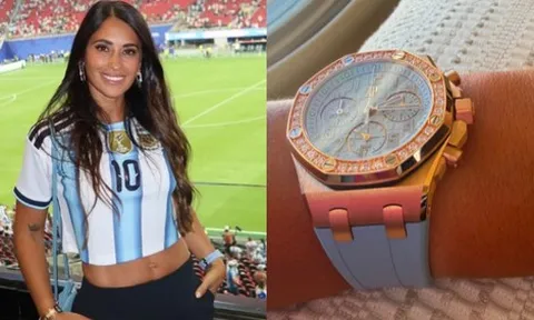 Vợ Messi đeo đồng hồ xa xỉ, khoe eo thon gợi cảm khi cổ vũ Argentina