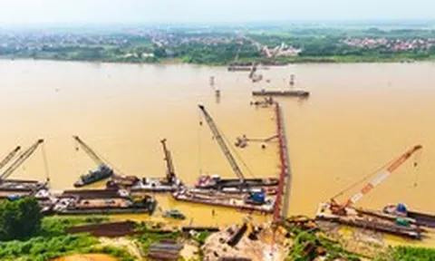 Toàn cảnh cây cầu hơn 3.400 tỷ đồng nối Hà Nội - Phú Thọ sau gần 1 năm thi công