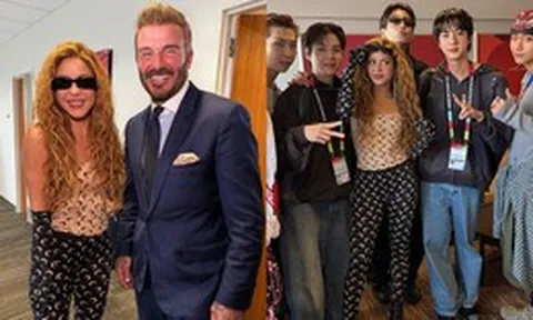 "Nữ hoàng nhạc World Cup" Shakira xả loạt ảnh tươi rói bên David Beckham, BTS chiếm trọn spotlight trong ngày chồng cũ đưa các con đến xem cô biểu diễn