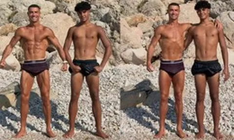 Ronaldo gây choáng khi đọ cơ bắp cùng con trai 16 tuổi giữa tin đồn đám cưới, vóc dáng cao lớn của người thừa kế đế chế tỷ đô chiếm trọn spotlight
