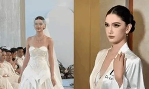 Em gái chân dài của thủ môn Đặng Văn Lâm diện váy cưới kiêu sa như công chúa, chiếm trọn spotlight trên sàn catwalk vì visual cực bén
