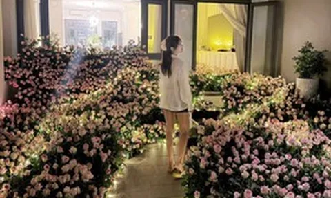Diệp Lâm Anh được bạn trai kém 11 tuổi tặng 6.836 bông hoa hồng