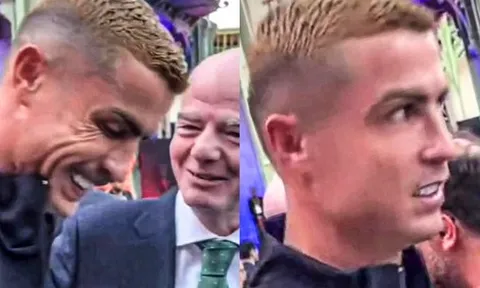 Ronaldo bất ngờ chạm mặt Chủ tịch FIFA, biểu cảm nghiêm nghị gây chú ý