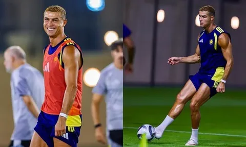 Ronaldo vẫn chưa dừng lại, khoe cơ bắp cuồn cuộn tươi rói trên sân tập ở tuổi 41
