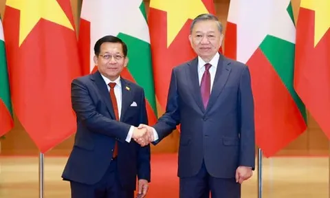 Lễ đón chính thức Tổng thống Myanmar Min Aung Hlaing lần đầu thăm Việt Nam