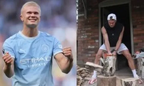 Thú vui độc lạ của thánh meme Haaland: Không đá bóng là đi thư giãn bằng việc bổ củi
