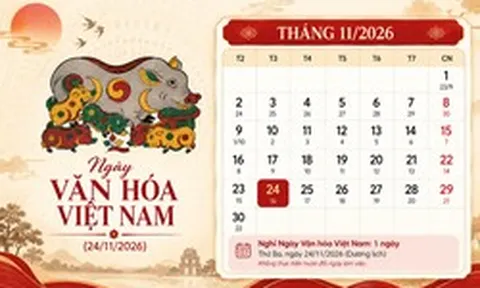 Người lao động được nghỉ 1 ngày dịp Ngày Văn hóa Việt Nam 2026