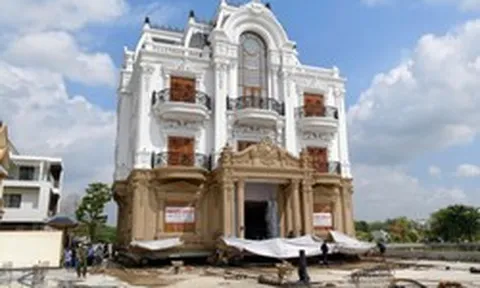 Biệt thự hàng trăm tấn ở Bắc Ninh về vị trí mới sau gần tháng 'thần đèn' di dời